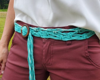 Boho Macrame Belt - 2" Wooden Belt Ring & SOFT Zero-Waste Cotton!