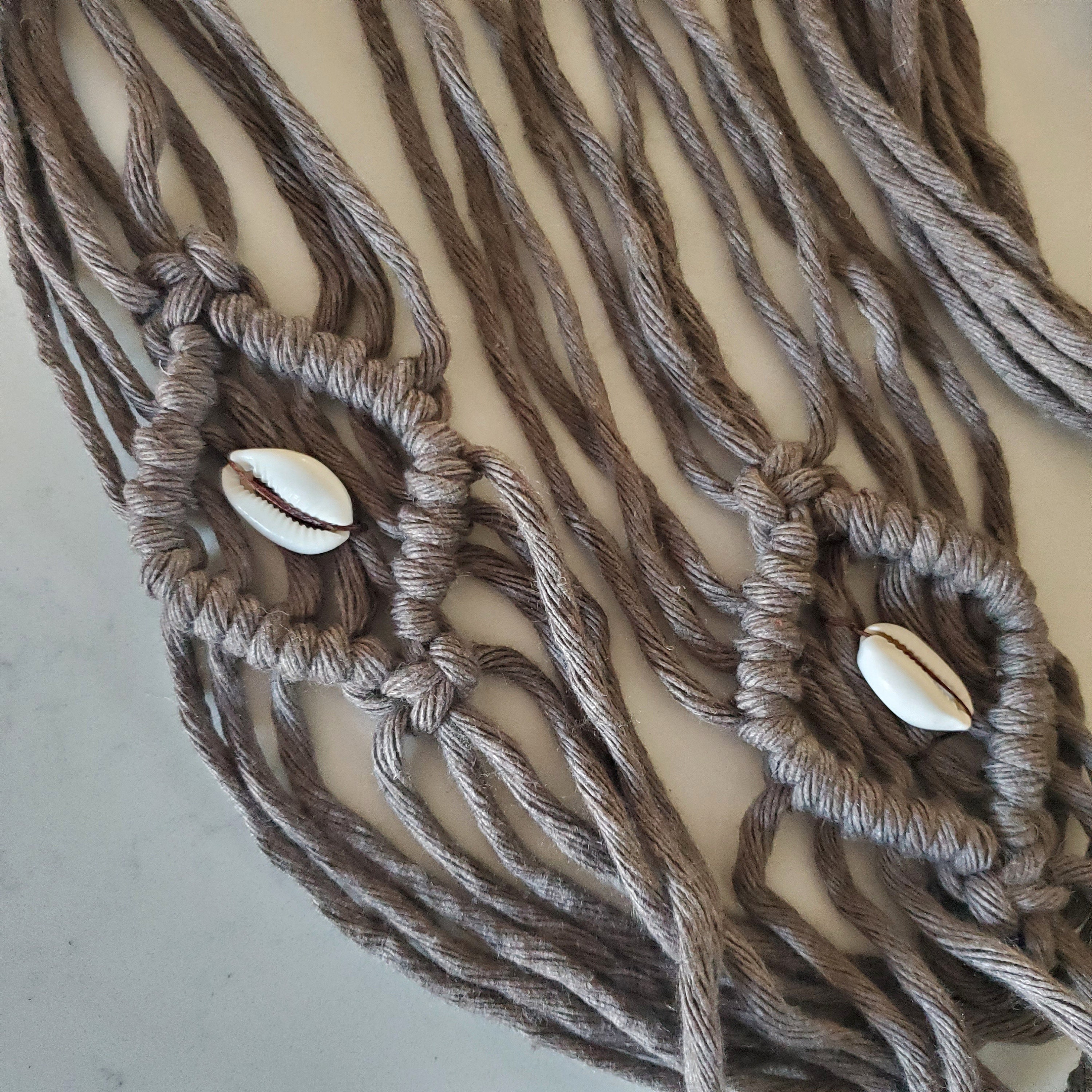 Handmade Sea Shell Ocean Nautical  Good Macrame Belt Ajustable 44inchLong D14Q‎ Handmade Macrame Belt With Seashells - Etsy main image 3
