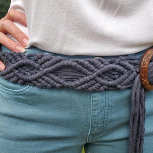 Wide Handmade Macrame Belt with Coconut Buckle - Multiple Color Options & Recycled Cotton!