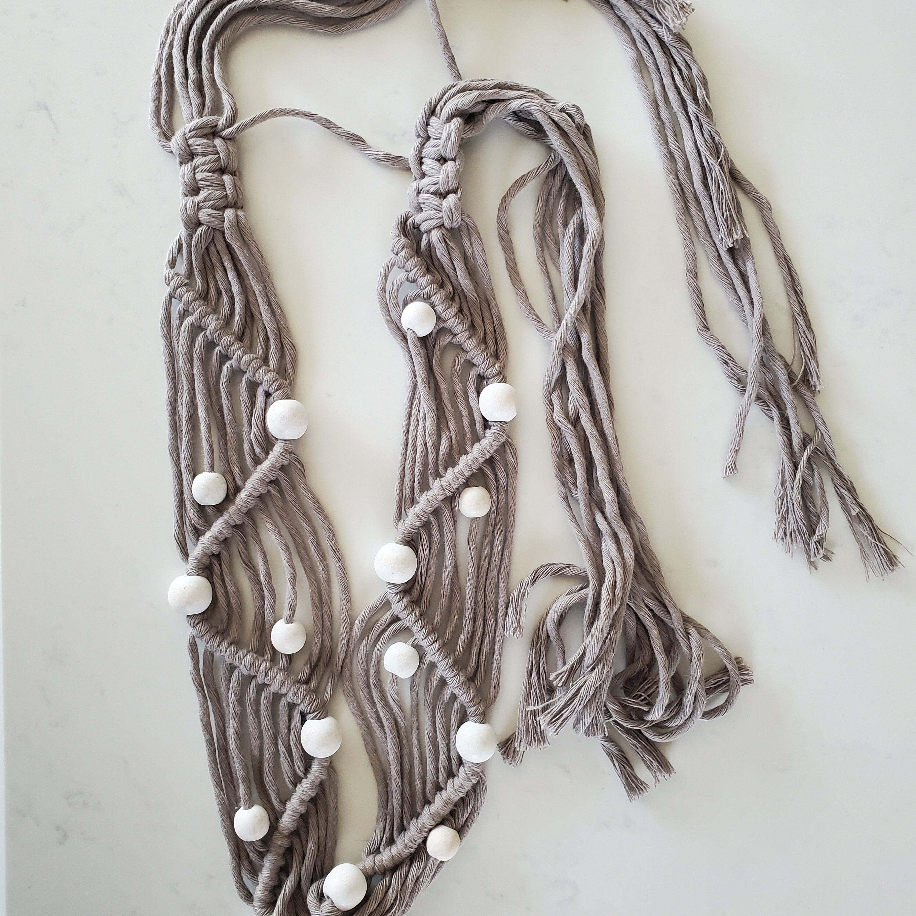 Wide Macrame Belt With Wooden Beads - Recycled Cotton - Etsy