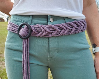 Boho Macrame Belt with Dark Buckle - SOFT Recycled Cotton!