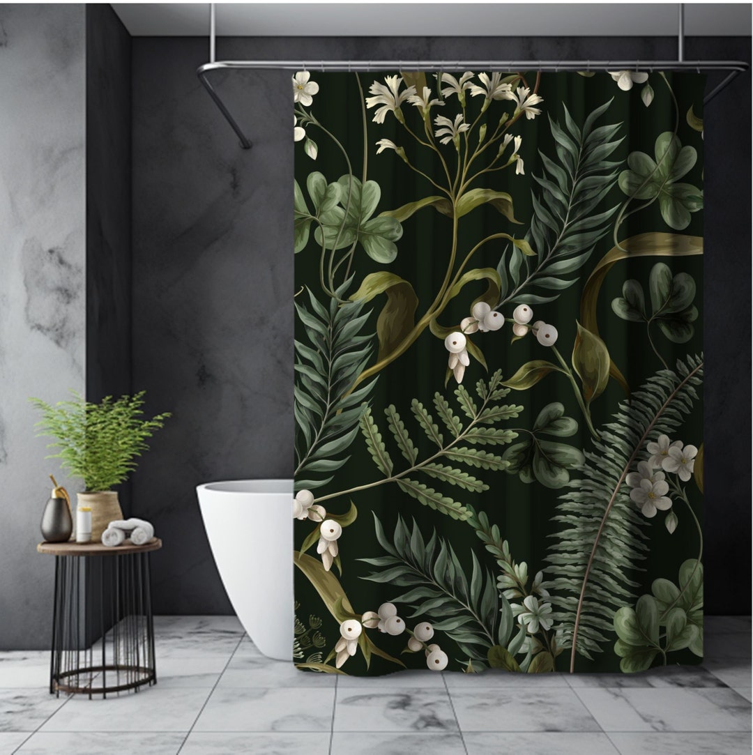 Green Floral Shower Curtain,green Florals,shower Curtain,home Spa,home ...