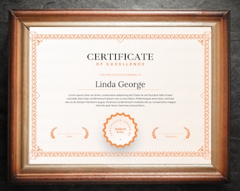 Certificate of Excellence, Editable certificate, Editable template, custom certificate, canva template, Award certificate