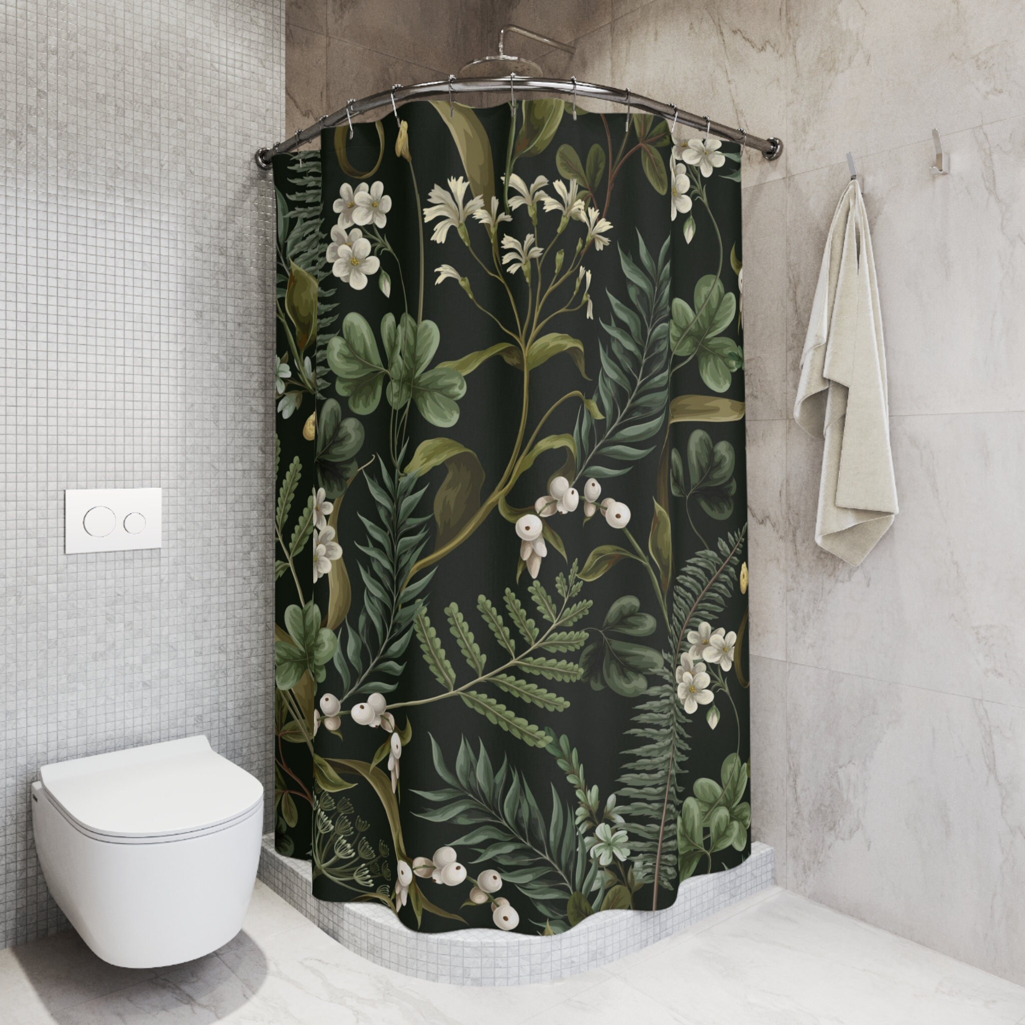 Green Floral Shower Curtain,green Florals,shower Curtain,home Spa,home