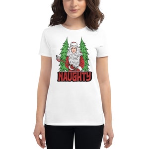 Christmas Horror, Naughty, Evil Santa Clause, Women&#39;s Fit short sleeve t-shirt