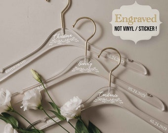 Acrylic Wedding Hangers | Personalized Bride Hanger | Bridesmaid Hangers | Wedding Gifts | Bridesmaid Proposal | Engraved Acrylic Hanger