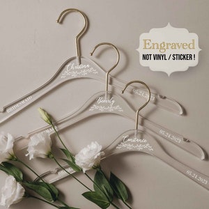 Bridesmaid Hangers, Acrylic Wedding Hangers, Bridesmaid Proposal, Personalized Bride Hanger, Wedding Gifts, Engraved Acrylic Hanger