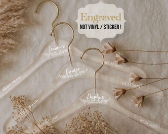 Acrylic Bridesmaid Hangers | Wedding Hangers | Bridesmaid Proposal | Personalized Bride Hanger | Custom Engraved Hanger | Wedding Gifts