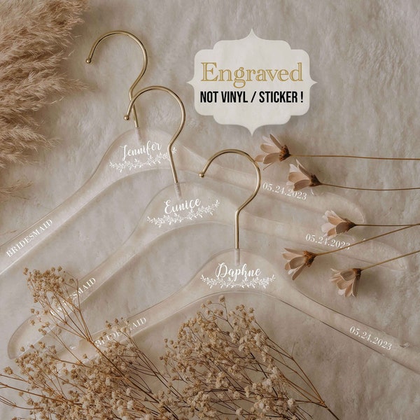 Acrylic Bridesmaid Hangers | Wedding Hangers | Bridesmaid Proposal | Personalized Bride Hanger | Custom Engraved Hanger | Wedding Gifts