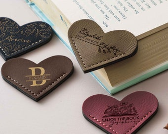 Leather Heart Bookmark Readers Gift | Custom for Book Lover | Personalized reader gift | Corner Bookmark | Birthday Gift | For Reader
