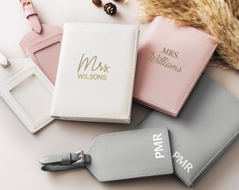 Custom Passport Holder & Luggage Tag | Bridal Shower Gifts | Mrs Gift | Bride Gift | Honeymoon Gift | Bridal Shower Gift | Travel Gift