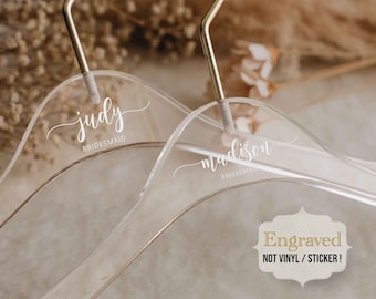 Acrylic Bride Hangers| Engraved Wedding Dress Hanger | Personalized Bridesmaid Hanger | Bridesmaid Proposal  | Wedding Gifts