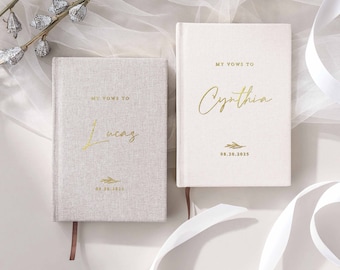 Personalized Vow Books for Bride& Groom | Set of 2 Wedding Vow Booklets | Engagement Gifts for Couple |  | Luxury Speech Notebook