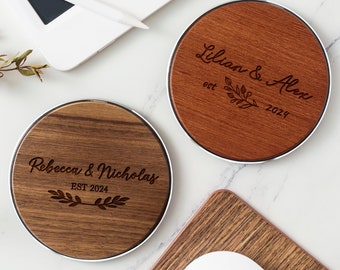 Custom Wooden Wireless | Personalized Wireless Charger for iPhone for Android | Custom Smart Phone Charger | Personalized Portable Charging