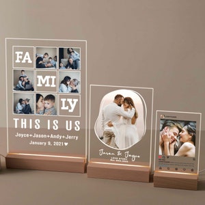 Personalized Photo Night Light Plaque, Picture Music Plaque for Boyfriend, Couple Gifts, Anniversary Gifts for Him, Gift for Mom & Dad