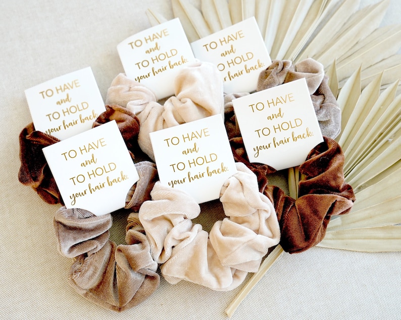 Bridesmaid Hair Scrunchies | Bridesmaid Gifts | Bachelorette Party Gifts | To Have And To Hold Your Hair Back | Bridesmaid Proposal 