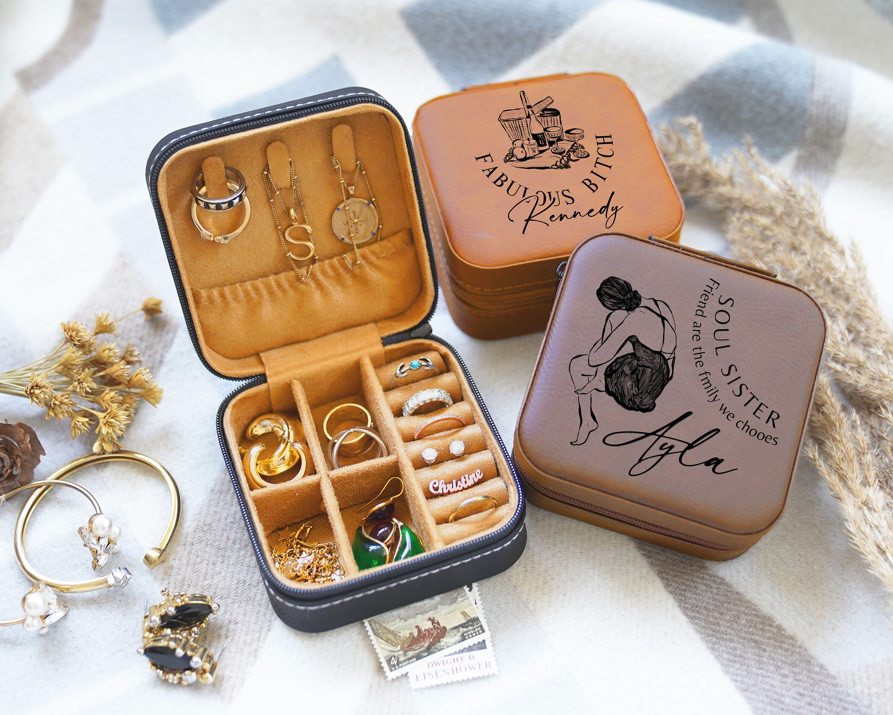 Boîte à Bijoux Voyage 3 Niveaux Avec Miroir - Rangement Organisé Pour Bagues, Boucles, Colliers - 3