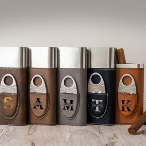 Engraved Cigar Case, Fathers Day Gift for Him, Personalized Groomsmen Gifts, Custom Leather Cigar Holder, Cigar Travel Case [T]