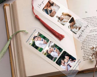 Custom Photo Acrylic Bookmark, Best Dad Gift, Reading Gift, Unique Gifts, Fathers Day Gift, Personalized Bookmark with Pictures [W]