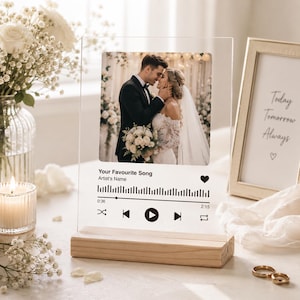 Personalized Song Code Night Light, Fathers Day Gift, Romantic Couple Gift, Custom LED Photo Plaque, Anniversary or Birthday Gift