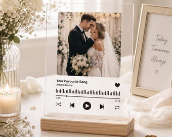 Personalized Song Code Night Light, Fathers Day Gift, Romantic Couple Gift, Custom LED Photo Plaque, Anniversary or Birthday Gift