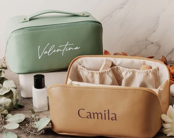 Bolsa de maquillaje personalizada / Bolsa de cosméticos para mujeres / Propuesta de regalos de dama de honor / Regalo de cumpleaños para mejor amiga / Bolsa de maquillaje de viaje