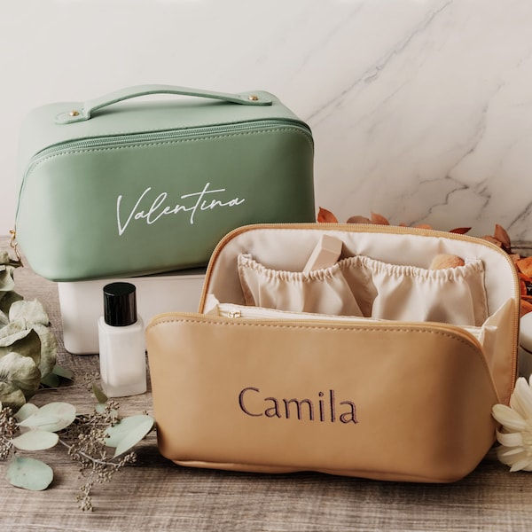 Trousse de maquillage personnalisée | Trousse à cosmétiques pour femme | Proposition de cadeaux de demoiselle d'honneur | Cadeau d'anniversaire | Trousse de maquillage de voyage | Cadeau fête des mères