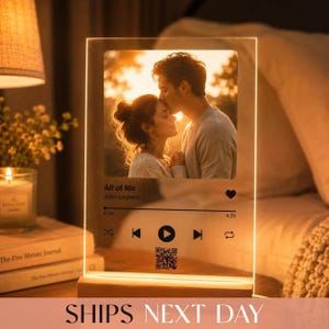Personalized Music Plaque Night Light: Custom Couple Picture Song Code Sign