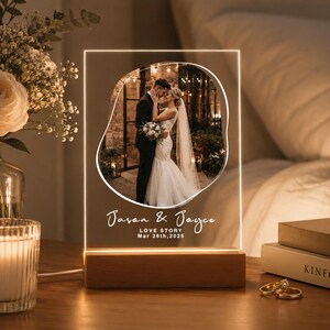 Personalized Music Plaque with Wood Stand: Custom Couple Picture Song Code Sign image 14