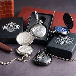 Personalized Pocket Watch, Groomsmen Gift, Graduation Gifts for Son, Custom Pocket Watch for Best Man, Anniversary Gifts