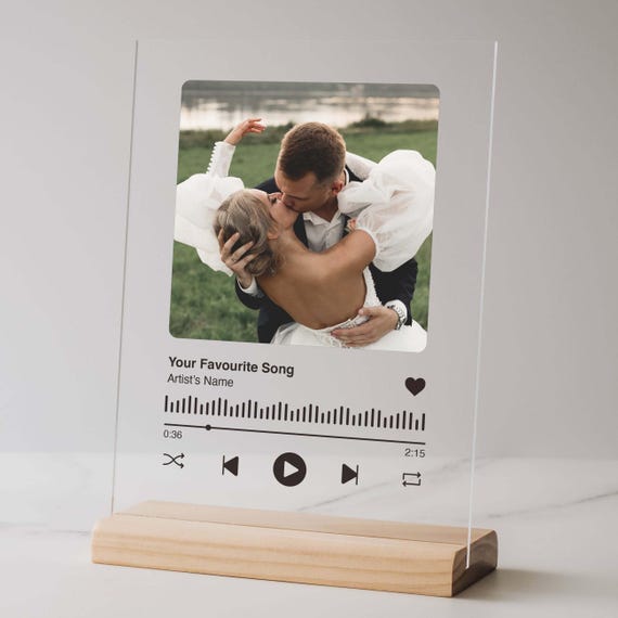 Personalized Song Code Night Light, Valentines Day Gift, Romantic Couple Gift, Custom LED Photo Plaque, Anniversary or Birthday Gift