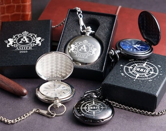Personalized Pocket Watch, Fathers Day Gift for Him, Groomsmen Gift, Graduation Gifts for Son, Custom Pocket Watch for Best Man