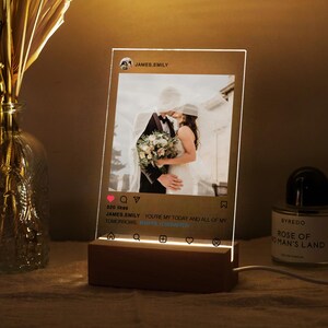 Hochzeitssong-Foto-Plakette, Muttertagsgeschenk, personalisiertes Paar-Andenken, kundenspezifische LED-Foto-Plakette, einzigartiges Hochzeitsgeschenk für Brautpaare