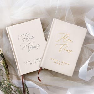 Personalized Vow Book Set , Set of 2 Wedding Ceremony Vow Booklets , Engagement Gifts for Bride Groom , Luxury Speech Notebook , Vow booklet