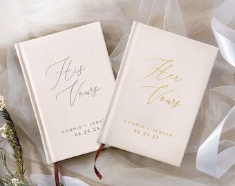 Personalized Vow Book Set , Set of 2 Wedding Ceremony Vow Booklets , Engagement Gifts for Bride Groom , Luxury Speech Notebook , Vow booklet