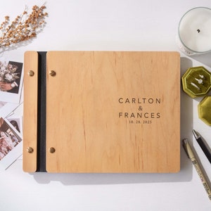 Rustic Wooden Wedding Guestbook , Personalized Maple Wood Wedding Guestbook , Engraved Wooden Wedding Guest Book , Wedding Photo Album