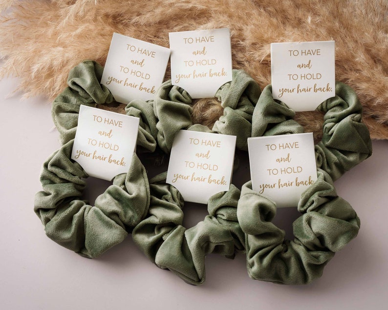 Bridesmaid Hair Scrunchies Bridesmaid Gifts Proposal To Have And To Hold Your Hair Back 15 Colors Tie the Knot Scrunchies image 5