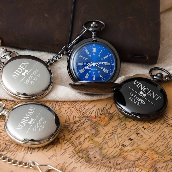 Personalized Pocket Watch | Groomsmen Gifts Proposal | Custom Pocket Watch for Best Man | Gifts for Dad | Men's Watch | Anniversary Gifts