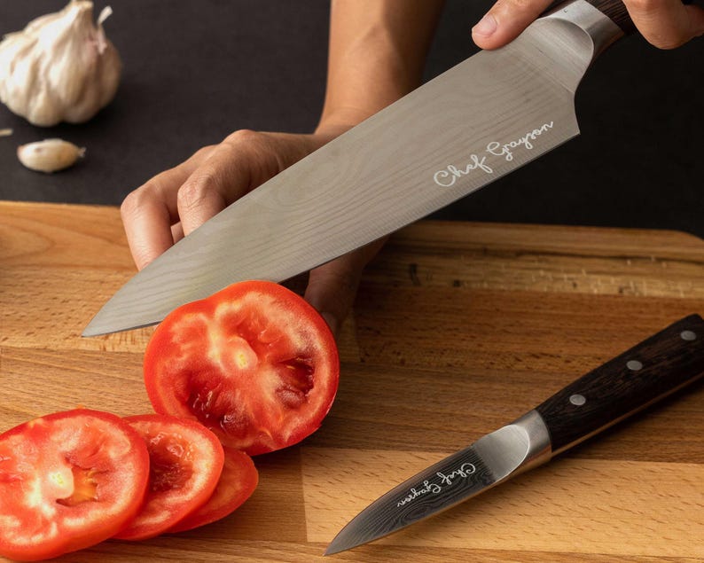 Custom 8 Inch Engraved Chef Knife, Gifts for Dad, Fathers Day Gift, Personalized Stainless Steel Kitchen Knife [R] image 10