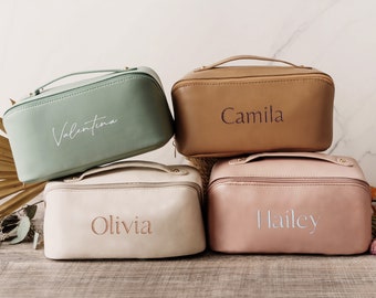 Bulk Custom Makeup Bag | Set of 4, 5, 6, 7, 8 Embroidered Travel Cosmetic Bag | Bridesmaid Makeup Bag | Bridal Party Gifts | Wedding Gifts