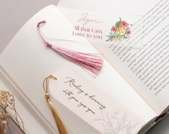 Personalized Acrylic Bookmark, Gifts for Mom, Love Read, Bookmark with Tassel, Birthday Gift for Friends, Custom Bookmark [T]