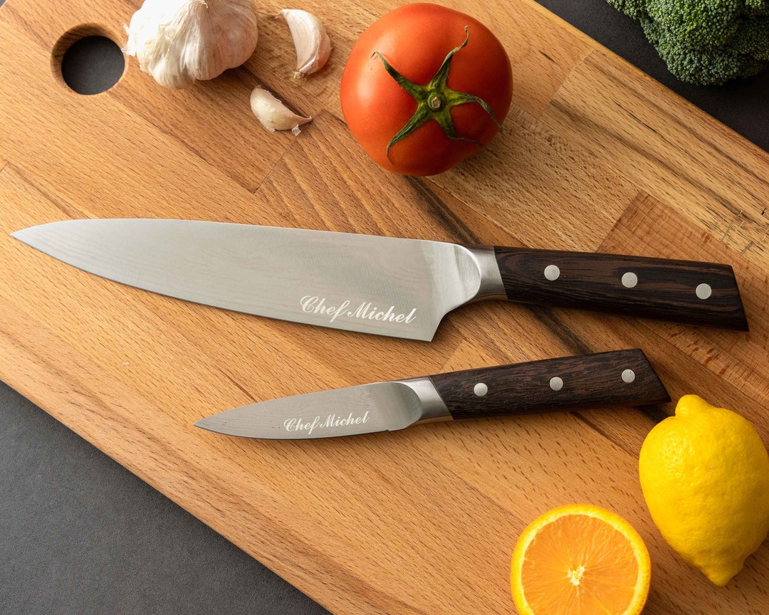 Personalized Chef Knife Set Custom Engraved 8 Inch Chef Knife for Dad