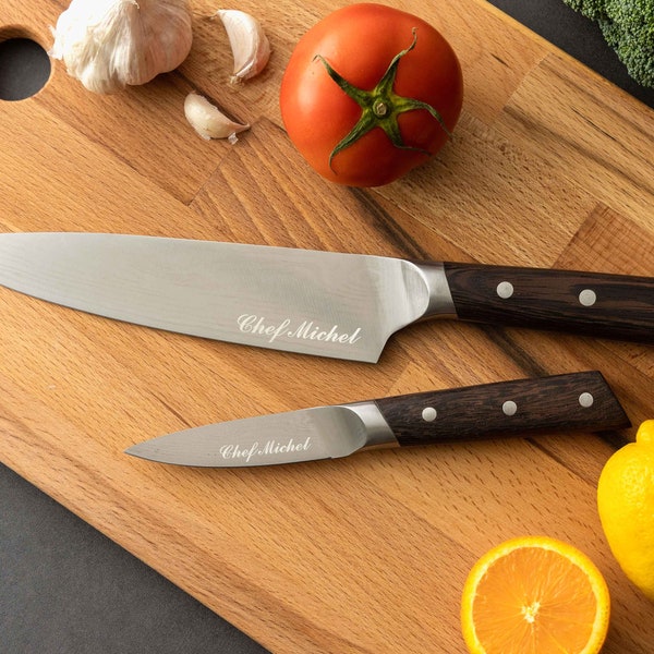 Personalized Chef Knife Set | Custom Engraved 8 inch Chef Knife for Dad | Anniversary Gifts for Him | Mothers Day Gifts | Kitchen Knife