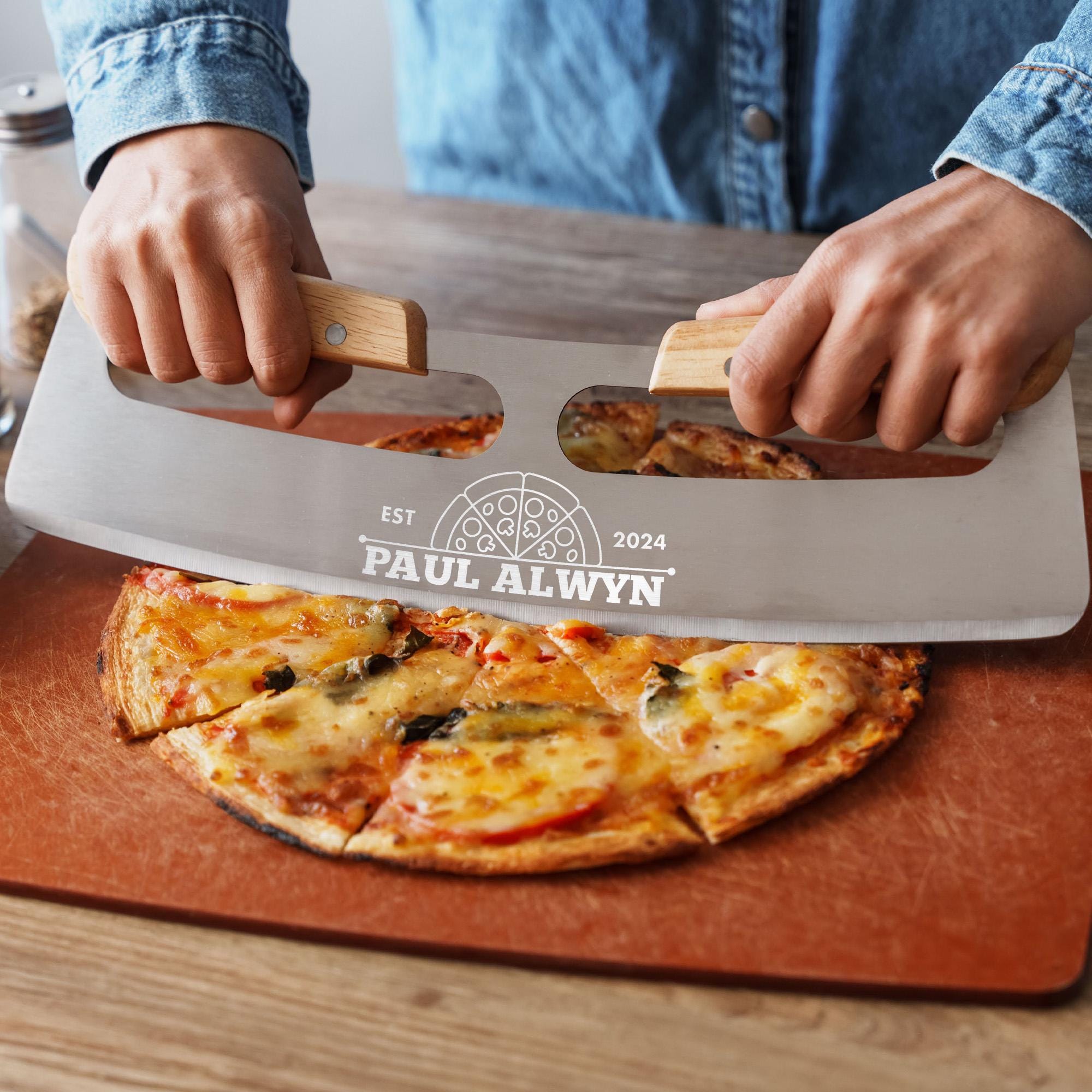 Gepersonaliseerde pizzasnijder voor vader, unieke keukencadeaus voor moeder, culinaire cadeau-ideeën, kookcadeaus, cadeau voor moeder