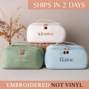 Trousse de toilette brodée en cuir, cadeau pour elle, cadeau de demoiselle d'honneur, cadeau pour femme, cadeaux de mariage, cadeaux de shower de bébé, cadeaux de fête nuptiale