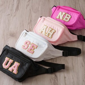 Nylon Fanny Pack, Chenille Patch Fanny Packs for Girl, Gift for Her, Chenille Letters Patch, Waist Bag, Bridesmaid Gift, Nylon Belt Bag