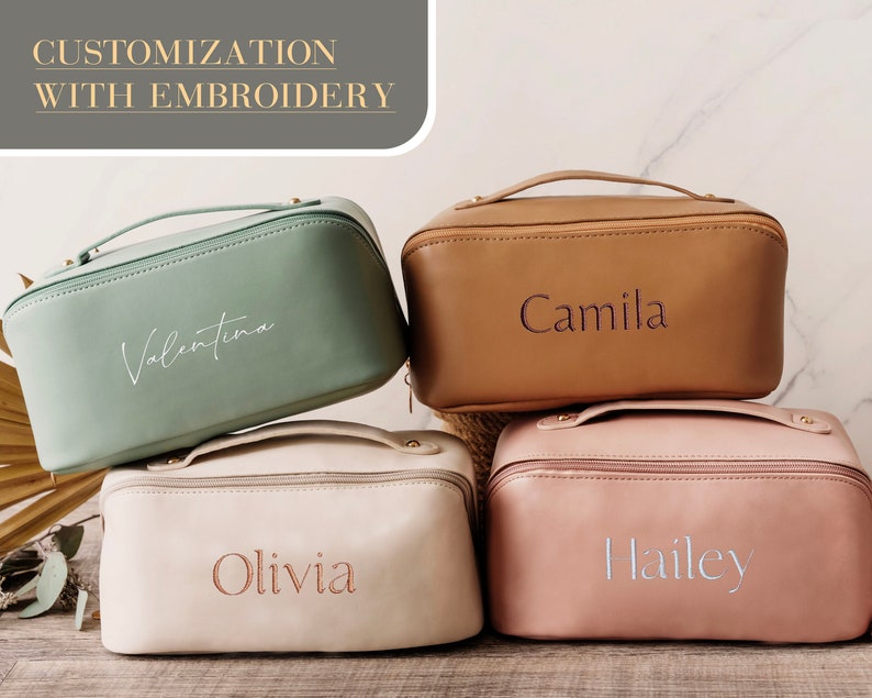 Borsa per il trucco personalizzata / Borsa per cosmetici per donne / Proposta di regali per la damigella d'onore / Regalo di compleanno per la migliore amica / Borsa per il trucco da viaggio immagine 5