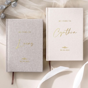 Wedding Vow Books , Set of 2 Vow Booklets for Bride & Groom , Books , Engagement Gifts for Couple , Luxury Speech Notebook , Vow booklets