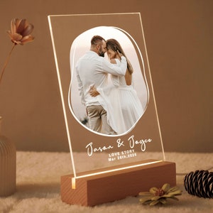 Personalized Photo Night Light Plaque, Custom Photo Acrylic Music Plaque, Birthday Gifts for Him& for Her, Wedding Decor, Anniversary Gift