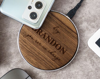 Custom Charger Wood Metal Wireless Charger | Personalized Charger for Smart Phone | iPhone Charger Android Charger | Qi Wireless Charger